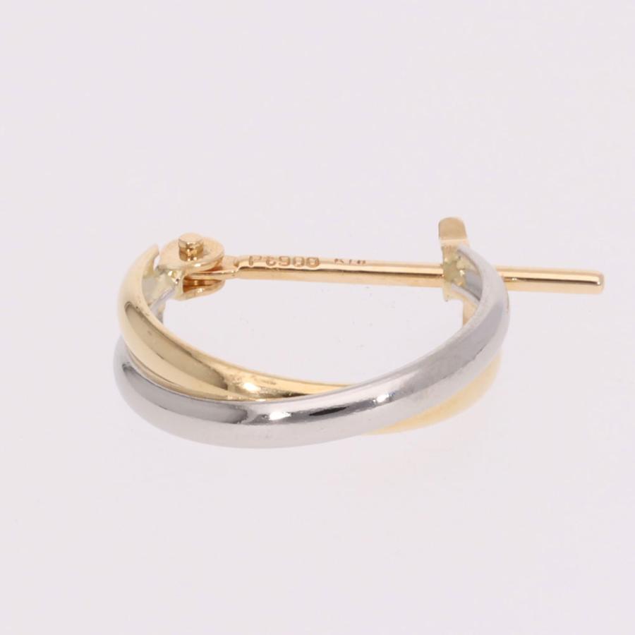 レディース ピアス コンビカラー フープピアス 2カラー 18金 ゴールド K18 18k プラチナ pt900 地金 コンビ カラーの画像