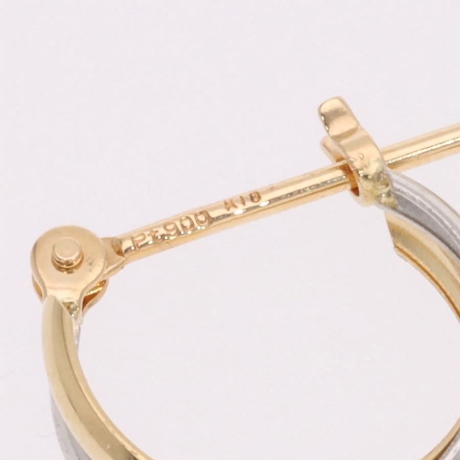 レディース ピアス コンビカラー フープピアス 2カラー 18金 ゴールド K18 18k プラチナ pt900 地金 コンビ カラーの画像