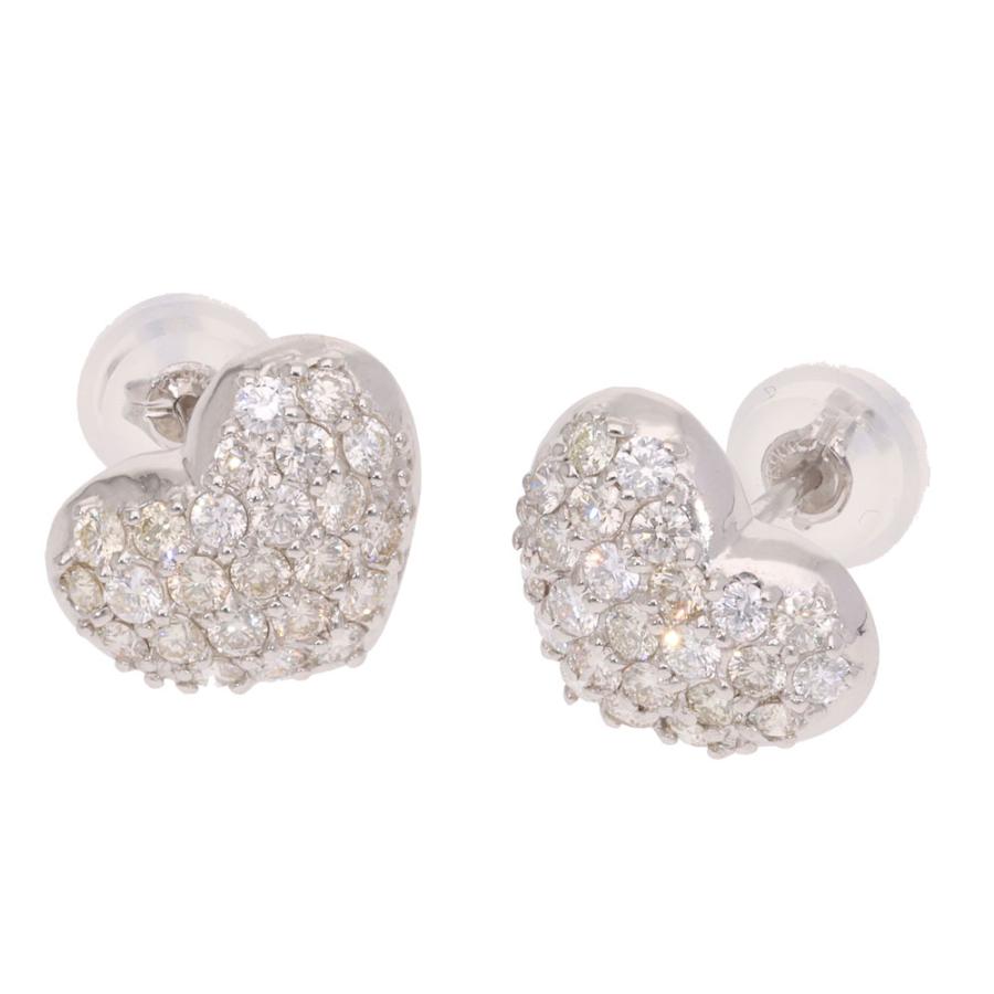 ハートピアス ダイヤモンド ぷっくり 0.70ct 18金の画像