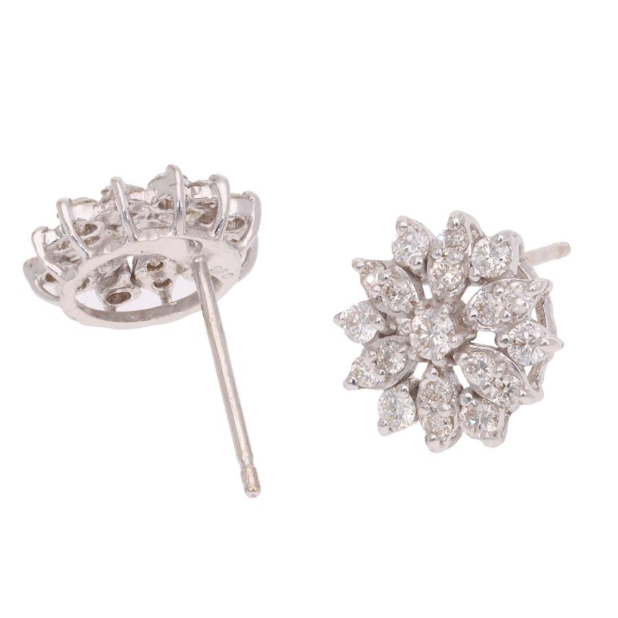 フラワーピアス ピアス ダイヤモンド 0.70ct 18金 k18 18k 花 雪の結晶の画像