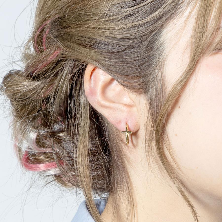 ピアス フープピアス クロス 十字架 18金 k18 18k : ジュエリー工房 
