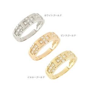 指輪 ｋ18 ダイヤモンド リング クロス 0.1ct 18金 ゴールド リング ピンキーリング 十字架 レディース アクセサリーの画像
