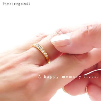指輪 18金 ハーフエタニティリング ダイヤモンド リング 0.18ct k18ゴールド ミル打ち レディース アクセサリーの画像