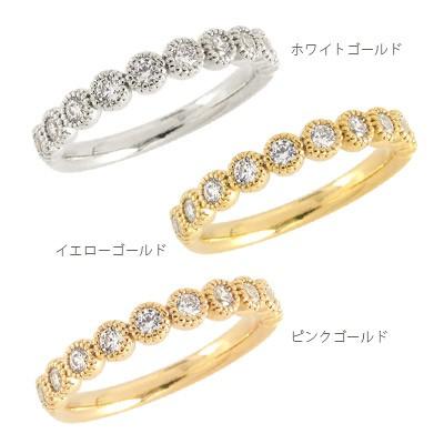 指輪 18金 ダイヤモンド リング 0.3ct k18ゴールド ハーフエタニティリング ミル打ち レディース アクセサリーの画像
