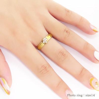 指輪 k18ゴールド ダイヤモンド リング 0.05ct クロス 十字架 男女兼用 レディース ジュエリー アクセサリーの画像