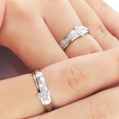 指輪 結婚ペアリング 2本セット ｋ18 マリッジリング ダイヤモンド 18