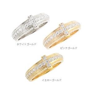 指輪 ダイヤモンド リング k10ゴールド 0.4ct クロス 十字架 男女兼用 メンズ レディース ジュエリー アクセサリーの画像