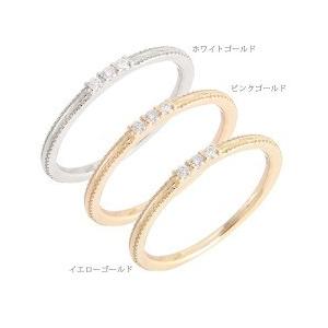 指輪 ピンキーリング ダイヤモンド リング k10ゴールド 0.02ct 小指 10金 スリーストーン トリロジー レディースの画像