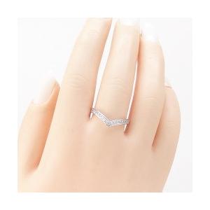 指輪 ハーフエタニティリング V字 Vライン ダイヤモンド リング 0.1ct プラチナ900 pt900 無垢 レディース アクセサリーの画像