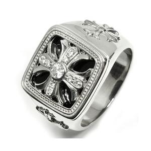 指輪 オニキス メンズリング 印台リング シルバーリング クロス メンズ シルバー925 sv925 レディース ジュエリー アクセサリーの画像