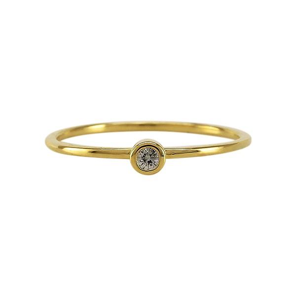 指輪 ダイヤモンド 一粒 ダイヤ リング 0.03ct ピンキーリング 小指 極細 繊細 華奢 18金 シンプル レディースの画像
