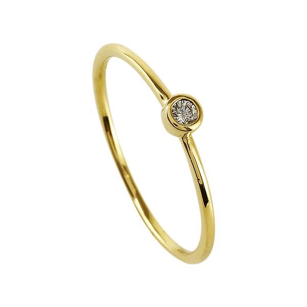指輪 ダイヤモンド 一粒 ダイヤ リング 0.03ct ピンキーリング 小指 極細 繊細 華奢 18金 シンプル レディースの画像