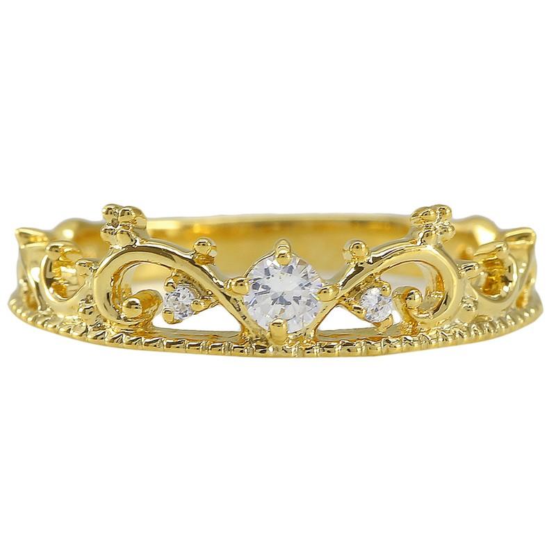 指輪 ｋ18 ダイヤモンド リング ティアラ 0.1ct 18金ゴールド 王冠 ring レディース ジュエリー アクセサリーの画像