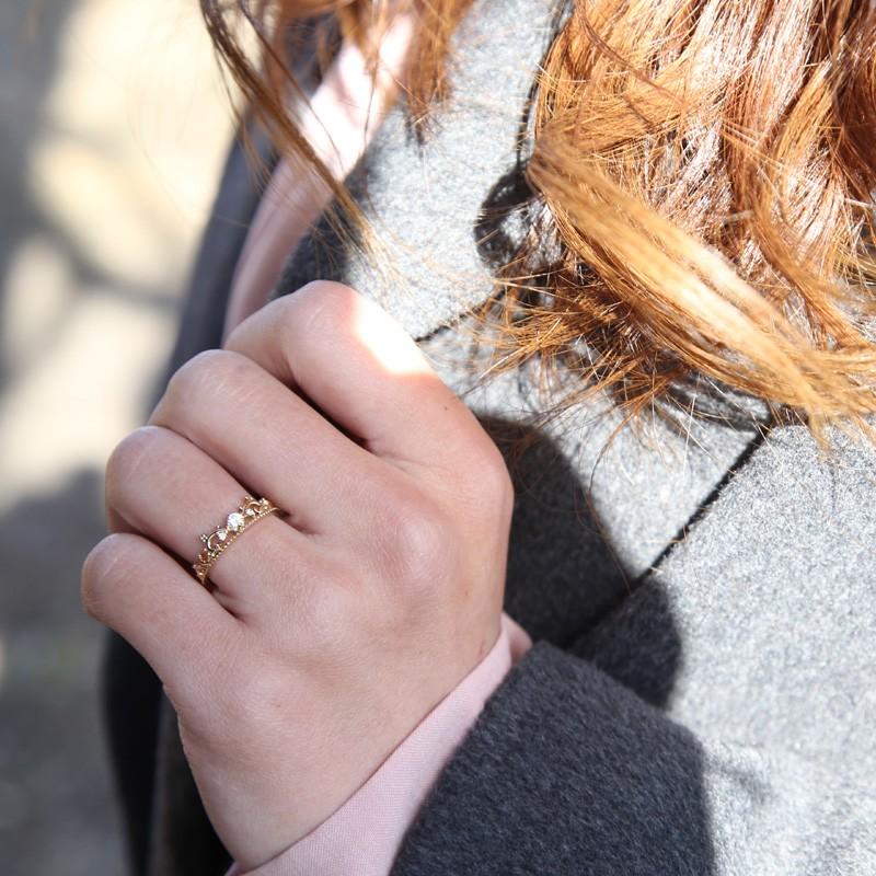 指輪 ｋ18 ダイヤモンド リング ティアラ 0.1ct 18金ゴールド 王冠 ring レディース ジュエリー アクセサリーの画像