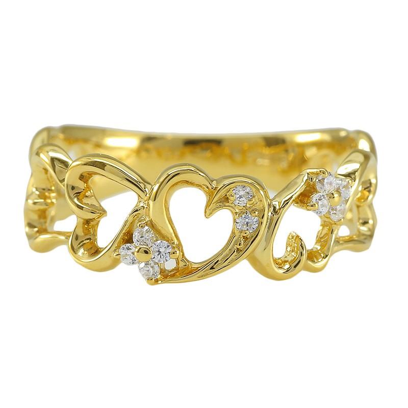 指輪 ダイヤモンド リング 0.06ct k18ゴールド 18金 ハートフラワーリング レディース ジュエリー アクセサリーの画像