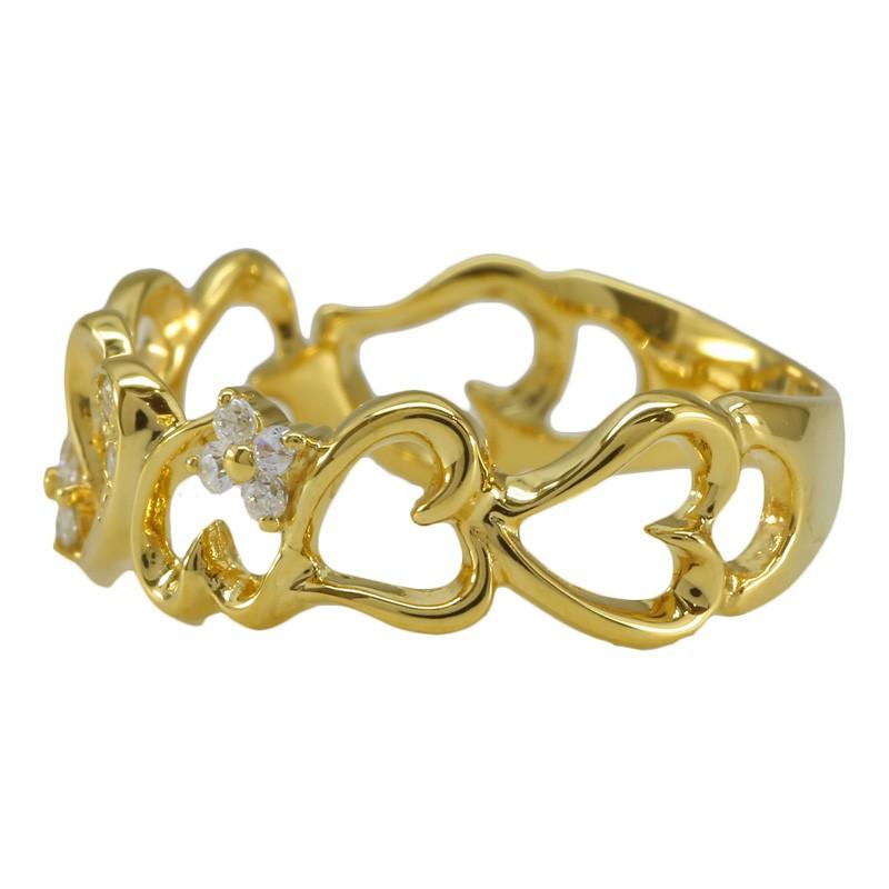指輪 ダイヤモンド リング 0.06ct k18ゴールド 18金 ハートフラワーリング レディース ジュエリー アクセサリーの画像