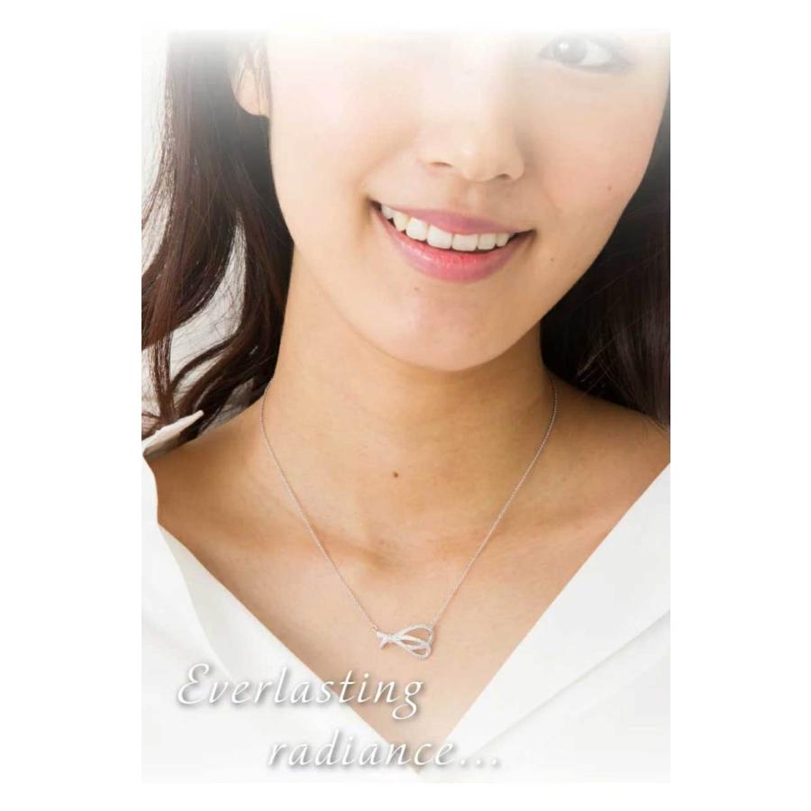 リボン ネックレス ダイヤモンド 0.30ct k18 ゴールド 18金 ペンダント レディース ジュエリー アクセサリーの画像