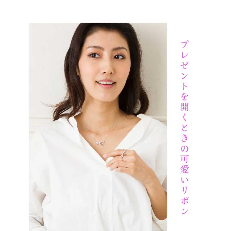 リボン ネックレス ダイヤモンド 0.30ct k18 ゴールド 18金 ペンダント レディース ジュエリー アクセサリーの画像