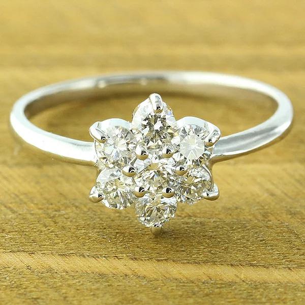 指輪 pt900 ダイヤモンド フラワーリング プラチナ900 0.50ct 花 フラワーモチーフ セブンスター レディース ジュエリー アクセサリーの画像