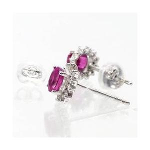 ルビーピアス ｋ18ゴール 18金 ダイヤモンド 0.14ct オーバルカット 7月誕生石 レディース ジュエリー アクセサリーの画像