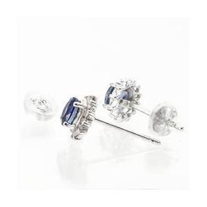 サファイアピアス k18ゴールド 18金 ダイヤモンド 0.2ct オーバルカット 9月誕生石 サファイヤ レディース アクセサリーの画像