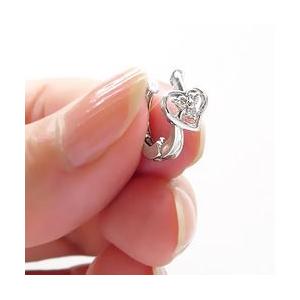 ダイヤモンド イヤリング 0.1ct 18金 中折れ式 フラワー ハート k18ホワイトゴールド レディース アクセサリーの画像