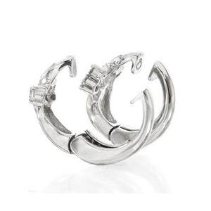 ダイヤモンド イヤリング 0.1ct k18ホワイトゴールド ｋ18WG 中折れ式 フラワー 18金 レディース アクセサリーの画像
