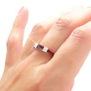 指輪 ガーネット 1月誕生石 ダイヤモンド 0.08ct k18ゴールド 18金 レディース ジュエリー アクセサリーの画像