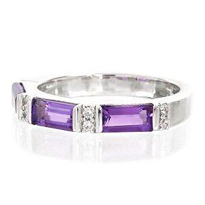 指輪 アメジスト ダイヤモンド 0.08ct 2月誕生石 k18ゴールド 18金 レディース ジュエリー アクセサリーの画像