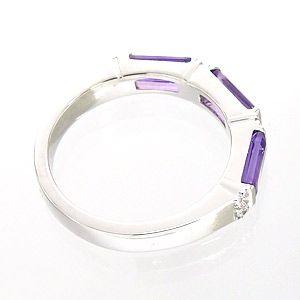 指輪 アメジスト ダイヤモンド 0.08ct 2月誕生石 k18ゴールド 18金 レディース ジュエリー アクセサリーの画像