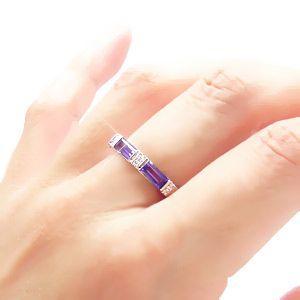 指輪 アメジスト ダイヤモンド 0.08ct 2月誕生石 k18ゴールド 18金 レディース ジュエリー アクセサリーの画像