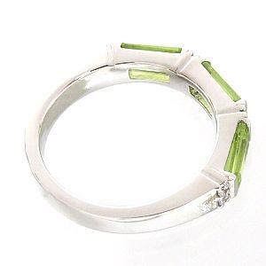 指輪 8月誕生石 ペリドット ダイヤモンド 0.08ct バケット リング k18ゴールド 18金 レディース アクセサリーの画像