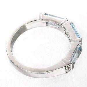 指輪 ブルートパーズ 11月誕生石 バケット リング ダイヤモンド 0.08ct k18ゴールド 18金 レディース アクセサリーの画像
