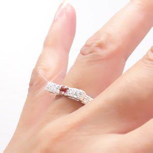 指輪 ガーネット 1月誕生石 ダイヤモンド リング リボン プラチナ900 0.3ct pt900 レディース ジュエリー アクセサリーの画像