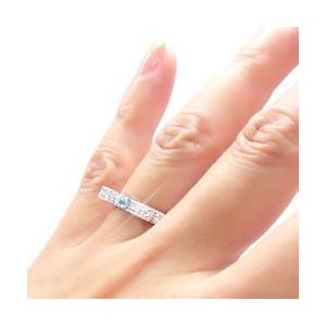 指輪 アクアマリン ダイヤモンド リング リボン 0.3ct 3月誕生石 k18ゴールド 18金 レディース ジュエリー アクセサリーの画像
