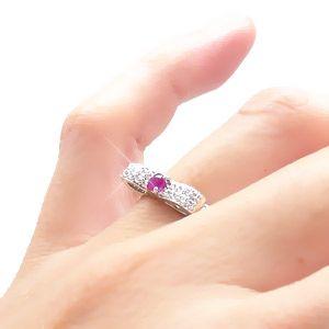 指輪 リボン ルビー 7月誕生石 ダイヤモンド リング プラチナ900 pt900 ダイヤ 0.3ct レディース ジュエリー アクセサリーの画像