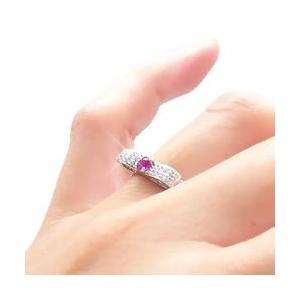 指輪 ルビー 7月誕生石 ダイヤモンド リング リボン 0.3ct k18ゴールド 18金 レディース ジュエリー アクセサリーの画像