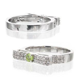 指輪 ペリドット 8月誕生石 ダイヤモンド 0.3ct リング リボン プラチナ900 pt900 レディース ジュエリー アクセサリーの画像