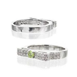 指輪 ペリドット ダイヤモンド リング 8月誕生石 0.3ct リボン k18ゴールド 18金 レディース ジュエリー アクセサリーの画像