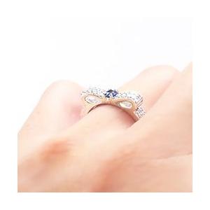 指輪 サファイア リボン 9月誕生石 ダイヤモンド リング 0.3ct k18ゴールド 18金 レディース ジュエリー アクセサリーの画像