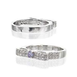 指輪 リング リボン タンザナイト 12月誕生石 ダイヤモンド 0.3ct k18ゴールド 18金 レディース アクセサリーの画像