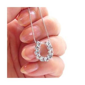 ネックレス アクアマリン 3月誕生石 馬蹄 ホースシュー ペンダント k18ゴールド 18金 レディース アクセサリーの画像