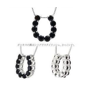 ネックレス オニキス 馬蹄 ホースシュー プラチナ900 pt900 ペンダント レディース ジュエリー アクセサリーの画像