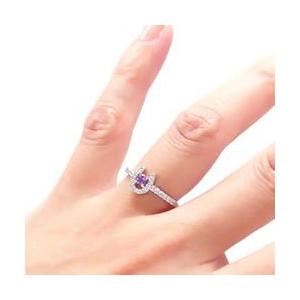 指輪 アメジスト ダイヤモンド 0.2ct ホースシュー 馬蹄 2月誕生石 k18ゴールド 18金 レディース アクセサリーの画像