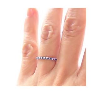 指輪 サファイア エタニティ リング ピンキーリング ハーフエタニティリング k18ゴールド 18金 レディース アクセサリーの画像