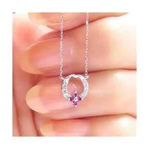 ルビー 7月誕生石 フラワーネックレス0.06ct ペンダント リース 花 k18ゴールド レディース ジュエリー アクセサリーの画像