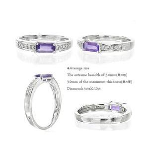 指輪 アメジスト ダイヤモンド リング バケットカット 0.1ct プラチナ900 pt900 レディース ジュエリー アクセサリーの画像