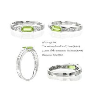 指輪 ペリドット バケットカット ダイヤモンド 0.1ct リング 0.1ct プラチナ900 pt900 レディース ジュエリー アクセサリーの画像