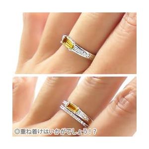 指輪 シトリントパーズ リング 0.1ct ダイヤモンド リング バケットカット プラチナ900 pt900 レディース アクセサリーの画像