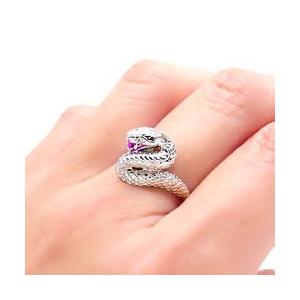 指輪 蛇 へび スネーク 巳 ルビー ダイヤモンド 0.01ct k18ゴールド リング レディース ジュエリー アクセサリーの画像